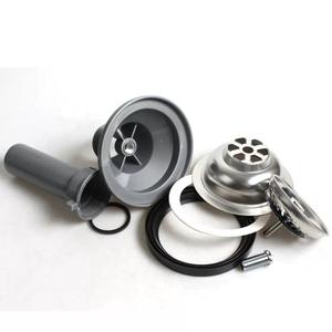 Kit de vidange d'évier de cuisine carré 3-1/2'' en acier inoxydable 304 avec panier-filtre, installation <span class=keywords><strong>sous</strong></span> plan, surface brossée, design moderne - Product Image 4