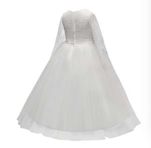 Vestido de Niña para Fiesta de Bodas 2021, Vestido de Princesa de Encaje de Manga Larga para Niñas - Product Image 3