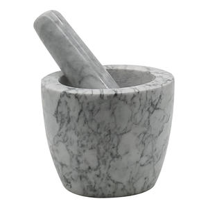 Ensemble <span class=keywords><strong>mortier</strong></span> et pilon en marbre naturel écologique de haute qualité pour herbes et épices, avec couvercle agitateur, emballé en boîte, vente en gros - Product Image 1