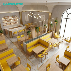 MINGMENG Modern L-Shape Restaurant Booth Set Wood Frame High-Density <b>Foam</b> <b>Seating</b> Commercial Dining Furniture - Product Image 4