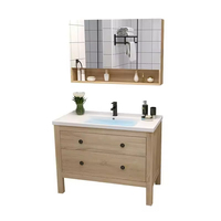 Kustom Modern sederhana desain Hotel grosir mewah gratis berdiri kamar mandi Vanity dengan kabinet kamar mandi kabinet obat