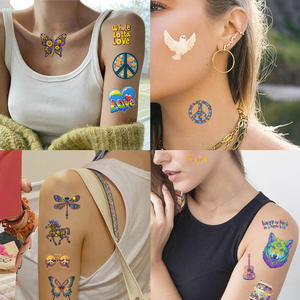Design personnalisé Lot de 10 autocollants de tatouage de décoration de fête d'amour de paix temporaires étanches par transfert d'eau - Product Image 5