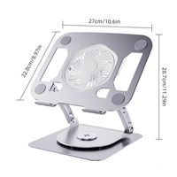 Support pour ordinateur portable en acier carbone robuste avec logo personnalisé, ventilateur RGB, rotation à 360 degrés, hauteur réglable, refroidisseur pour ordinateur portable