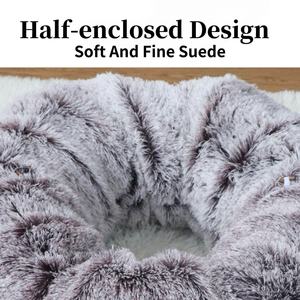 折りたたみ式冬用ソリッドファッションプラッシュキャットトンネルベッド、クッション付き、室内猫用ソフト折りたたみハウス - Product Image 4