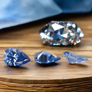 Sigem 3 karat Moissanite biru alami 7*11 MM batu permata longgar potongan pir untuk membuat perhiasan