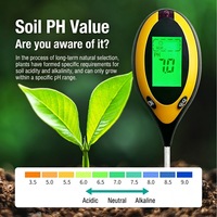Testeur de sol 4-en-1 portable : mesure de la lumière, de la température, de l'humidité et du pH – Détecteur manuel d'acidité et d'alcalinité pour jardin et ferme