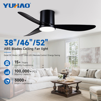 Ventilateur de plafond LED avec lumière, 3 pales ABS, pour villas, salles à manger, restaurants, écoles, montage encastré BLDC, 38, 46, 52 pouces, fabrication OEM ODM