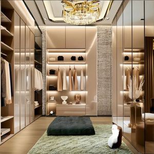 Portes de placard coulissantes doubles en verre sur mesure de luxe italien, portables, autoportantes, en MDF, pour l'utilisation dans la chambre à coucher à domicile - Product Image 2