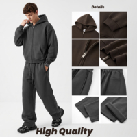 Logo Kustom Heavyweight Boxy Fit Solid Fleece Oversized Hoodie dan Celana Panjang Pria 2 Set Tracksuit untuk Pria Grosir