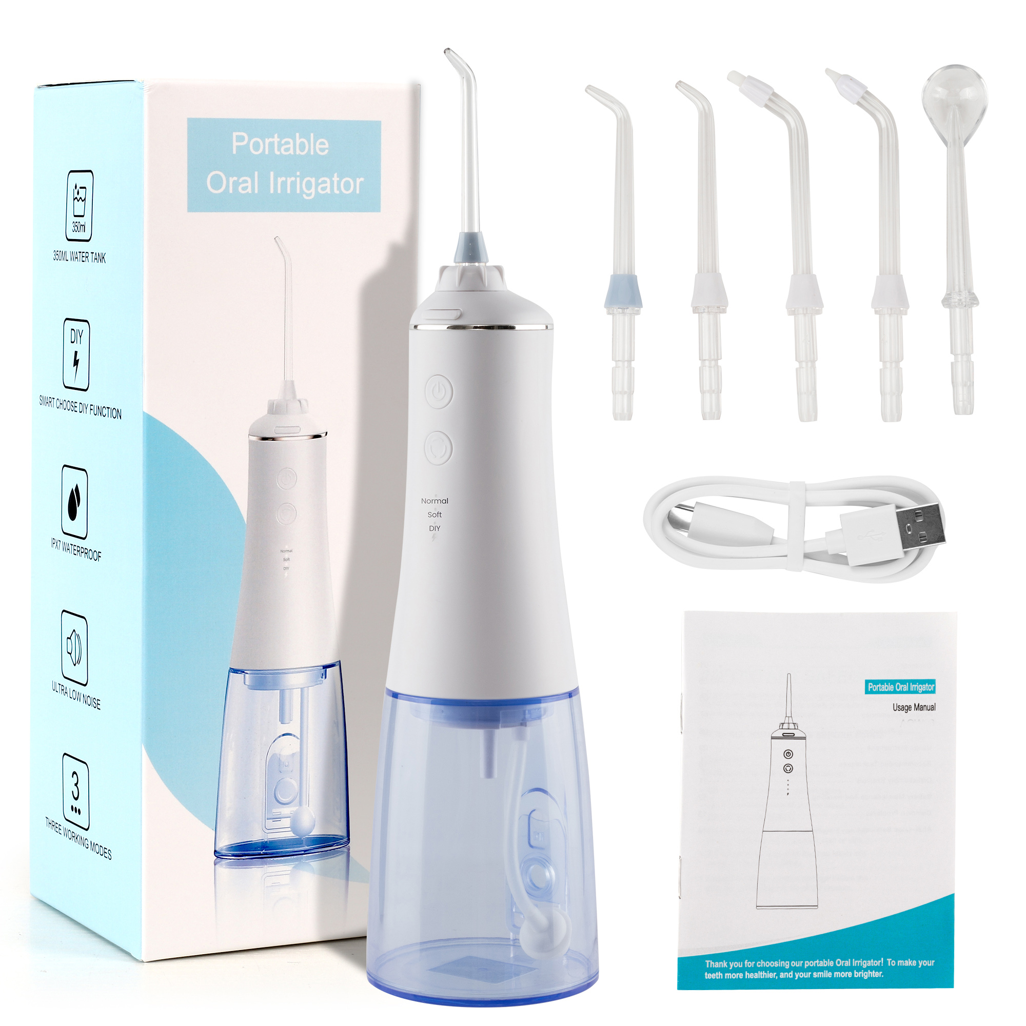 Oral care Waterproof Cordless Portable big tank Oral Irrigator Water Pick Teeth care Cleaner Water Flosser