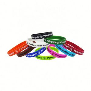 Custom Logo Printed Awareness Rubber Bracelets Embossed Silicone Wristbands <b>for</b> Promotional Events - Product Image 5