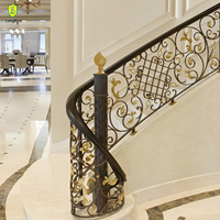 Rampe de balcon en fer forgé facile à installer, garde-corps d'escalier en métal doré, balustre pour villa et centre commercial