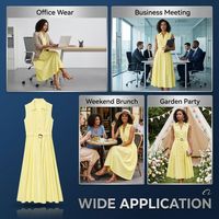 Robe chemise sans manches jaune pour femme, élégante, coupe trapèze, boutonnée, longue, avec ceinture, tissée, décontractée, respirante, mode estivale