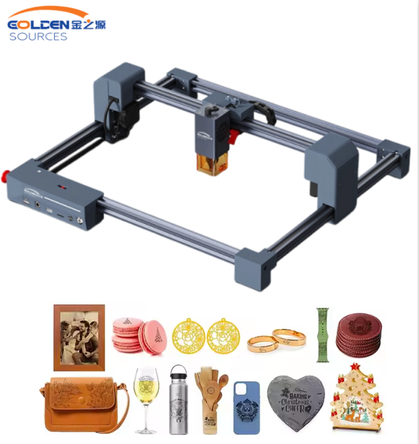 Small CNC Laser Engraver Air-Cooled Home Use Machine for Metal Wood Leather Stone Engraving Supports AI Files