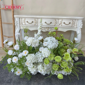 Décoration de mariage en plein air, arrangement floral blanc et vert, allées fleuries élégantes, hortensias, <span class=keywords><strong>fleurs</strong></span> artificielles personnalisées pour le sol - Product Image 3