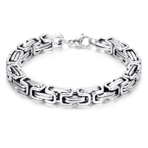 Pulsera de Cadena de Acero de Titanio de Doble Capa, 8MM, Eslabones Geométricos, Joyería de Moda Unisex, Dos Tonos Oro y Plata - Product Image 5