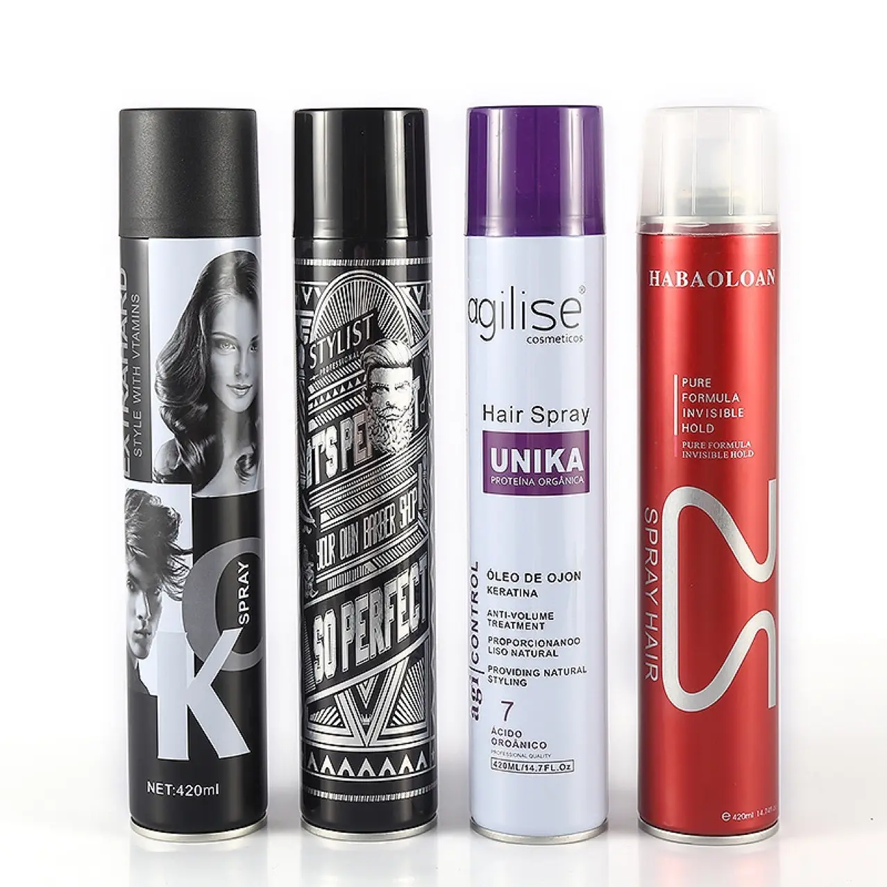 420ml High Quality easy clean long lasting hair spray with environmentally friendly hairspray and curl hair spray for oem order