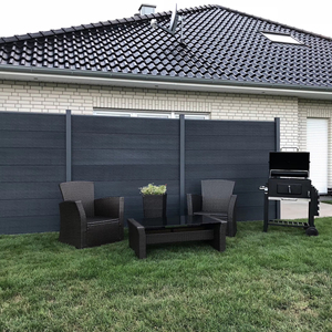 Clôture moderne en aluminium WPC <span class=keywords><strong>anthracite</strong></span> Accessoires de jardin personnalisés Clôture de sécurité extérieure en bois et plastique à lattes - Product Image 3