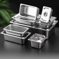 Amerikanischer Edelstahl-Buffetbehälter in Vollgröße mit Flachboden und Deckel für Hotel, Restaurant und Catering
