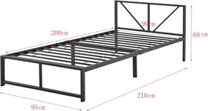<span class=keywords><strong>Cama</strong></span> Metálica Individual de <span class=keywords><strong>90</strong></span> x 200 cm con Espacio de Almacenamiento Debajo del Marco, Acero Negro - Product Image 2
