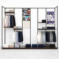 Système d'affichage de vêtements en métal noir pour armoire ouverte, étagères de rangement pour vêtements, présentoir de magasin de détail OEM