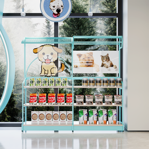 Nuevo supermercado comida para mascotas tienda de juguetes estantes de exhibición contador de serpientes tienda emergente diseño encantador color azul para exhibición de tienda de mascotas - Product Image 2