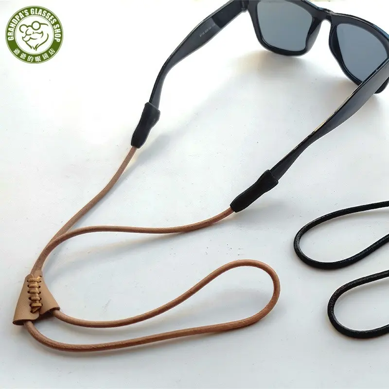 Mới Thiết Kế Tùy Chỉnh Điều Chỉnh Người Đàn Ông Gồ Ghề Da Bò Chính Hãng Kính Dây Sunglass Dây Đeo Chuỗi Kính Giữ Dây Buộc Chuỗi