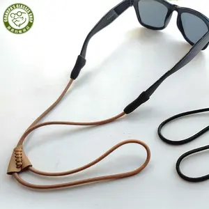 Correa de cuero genuino para gafas de hombre, cordón de ajuste personalizado resistente para gafas de sol, cadena de soporte para anteojos