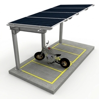 Structure de carport solaire à double pente en acier pour parkings commerciaux, modulaire, surface anodisée, étanche, photovoltaïque