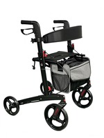 Rollator en aluminium avec poignée de frein Rollator à double clé avec sac à provisions détachable et dossier Rotallor