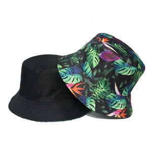 Summer All Over Print Foldable Sun Beach Cap Adult Polyester <strong>Fisherman</strong> Double Sided Reversible Hemp Bucket Hat - Product Image 2