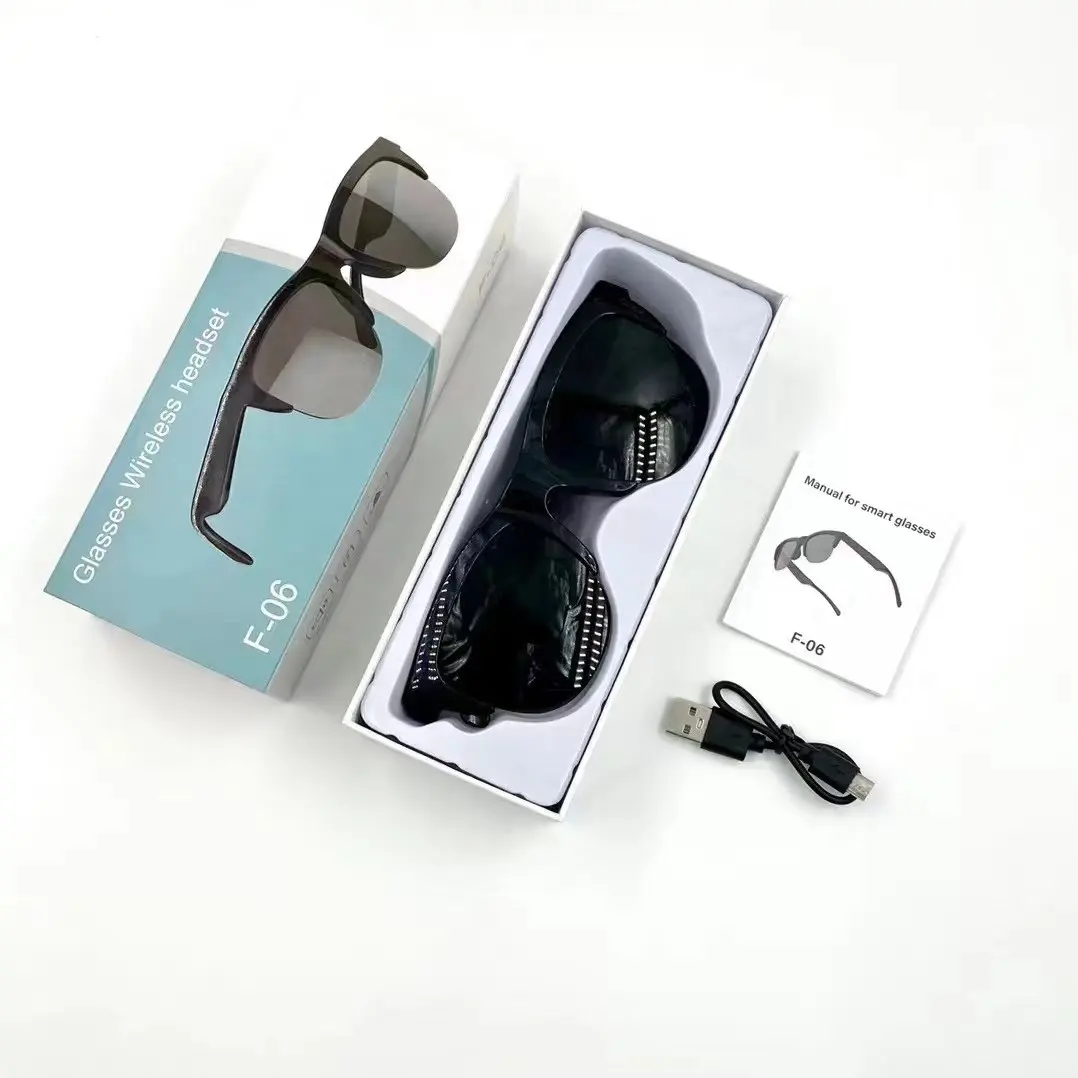 새로운 트렌드 음악 선글라스 f-06 스마트 오디오 헤드셋 안경 핸즈프리 전화 패션 무선 이어폰 BT