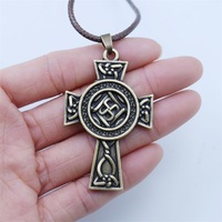 Pendentif solaire en amulette Viking de 8mm, bijou religieux, croix solaire, elain, nœud irrégulier, druse