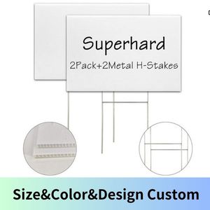 Letreros de plástico PP de tamaño personalizado de 18*24cm, tablero publicitario de venta de bienes raíces, letreros de patio de casa abierta de doble cara con estacas en H - Product Image 2