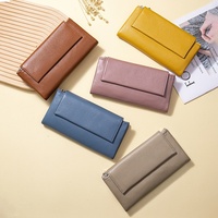 Dompet Wanita Kulit Sapi Asli Multifungsi Model Amplop Panjang, Tempat Kartu dan Ponsel, Tas Selempang untuk Wanita
