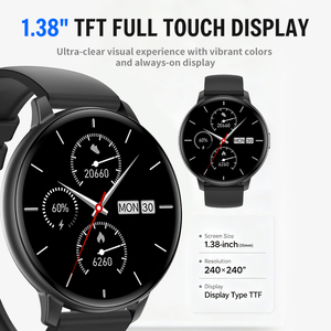 Montre connectée AOC T6 Bluetooth 5.3, montre de sport avec fonction d'appel, moniteur de fréquence cardiaque, suivi de <span class=keywords><strong>l</strong></span>'<span class=keywords><strong>oxygène</strong></span> sanguin, cadrans de montre personnalisés - Product Image 1