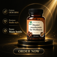 Complément Herbal en Capsules Huaier à Marque Blanche, Bouteille Ambrée, Fourniture OEM