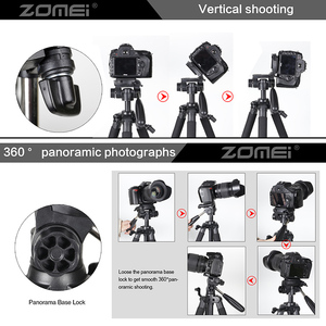 ZOMEI Q111 Gümüş Renkli Taşınabilir Alüminyum Alaşımlı Kamera <span class=keywords><strong>Tripod</strong></span>'u 5KG Taşıma Kapasitesi 145cm Maksimum Yükseklik Su Terazisi Halka Işık Flip CE - Product Image 6