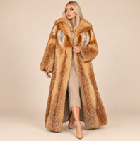 Manteau long en vraie fourrure de renard, bicolore, à panneaux rayés verticaux, ouvert sur le devant, col large, épais et moelleux pour femmes