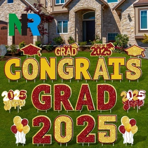 Letrero de jardín para exteriores con estacas, de PP, con mensaje 'Felicidades Graduado Clase 2025', decoraciones para graduados de universidad y escuela secundaria, con corte personalizado - Product Image 2