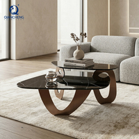 Ensemble de table basse rotative italienne de forme spéciale mobilier complet de luxe table de salon en marbre naturel pour villa haut de gamme