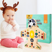 Toddler Montessori Busy Board pour 1 + an interrupteur de lumière LED avion violon forme activité sensorielle conseil jouets