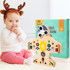 Tablero ocupado Montessori para niños pequeños para <span class=keywords><strong>1</strong></span> + <span class=keywords><strong>año</strong></span> de edad, interruptor de luz LED, avión, forma de violín, tablero sensorial de actividad, <span class=keywords><strong>Juguetes</strong></span> - Product Image 6