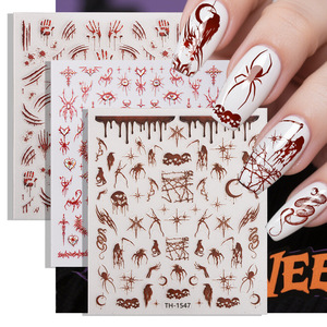 Nuevas pegatinas de uñas de Halloween estilo oscuro con calabaza, fantasma y cicatrices, calcomanías INS multiusos para uñas, decoraciones artísticas DIY para teléfonos, venta al por mayor - Product Image 1