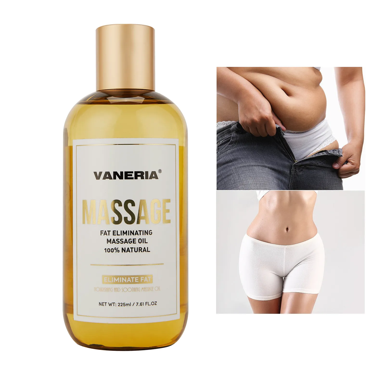 Huile amincissante Vaneria ensemble crème et huile chaudes huile corporelle de massage anti-cellulite à base de plantes bio raffermissante pour la perte de poids