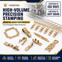 Pièces de précision en métal estampé sur mesure, haute production, bornes de support en laiton doré, OEM, fabrication progressive, certifiées ISO 9001