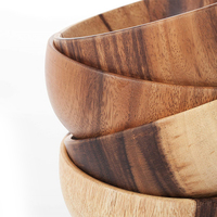 Keukengerei Op Maat Massief Hout Fruitschaal Milieuvriendelijk Houten Kom Logo Custom Acacia Hout Ronde Slakom