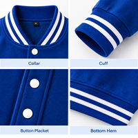 Veste en molleton brossé de haute qualité avec logo personnalisé, uniforme d'équipe, vente en gros, veste universitaire vierge, veste de baseball pour hommes
