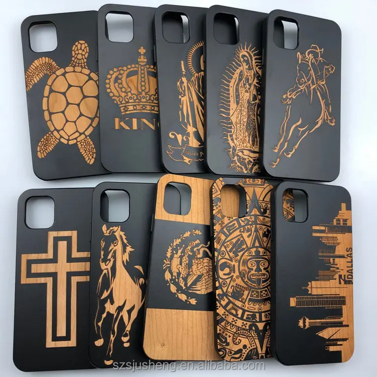 Factory direct sale DIY wood laser engraving mobile phone case for Apple iPhone11max black phone bag 8plus xr can be customized