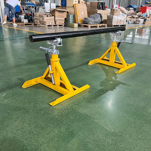 Support de déroulage de câble à roulettes en A, fabriqué à partir de cadres de support robustes thermolaqués jaunes avec axe en acier galvanisé - Product Image 4